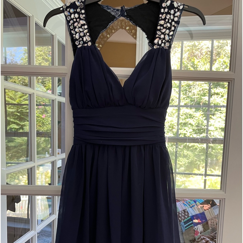 Beautiful Navy blue with embellishments semi-formal dress
